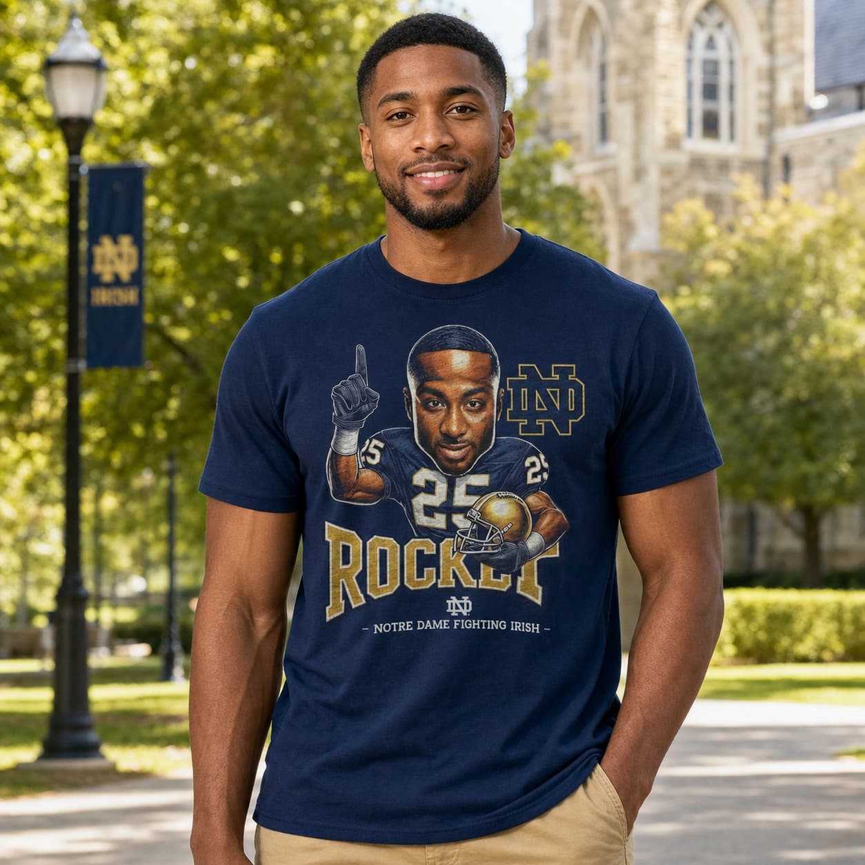 Notre Dame Fighting Irish Raghib Rocket Ismail Exclusive Retro Football Orange Bowl 1991 Artwork Shirt