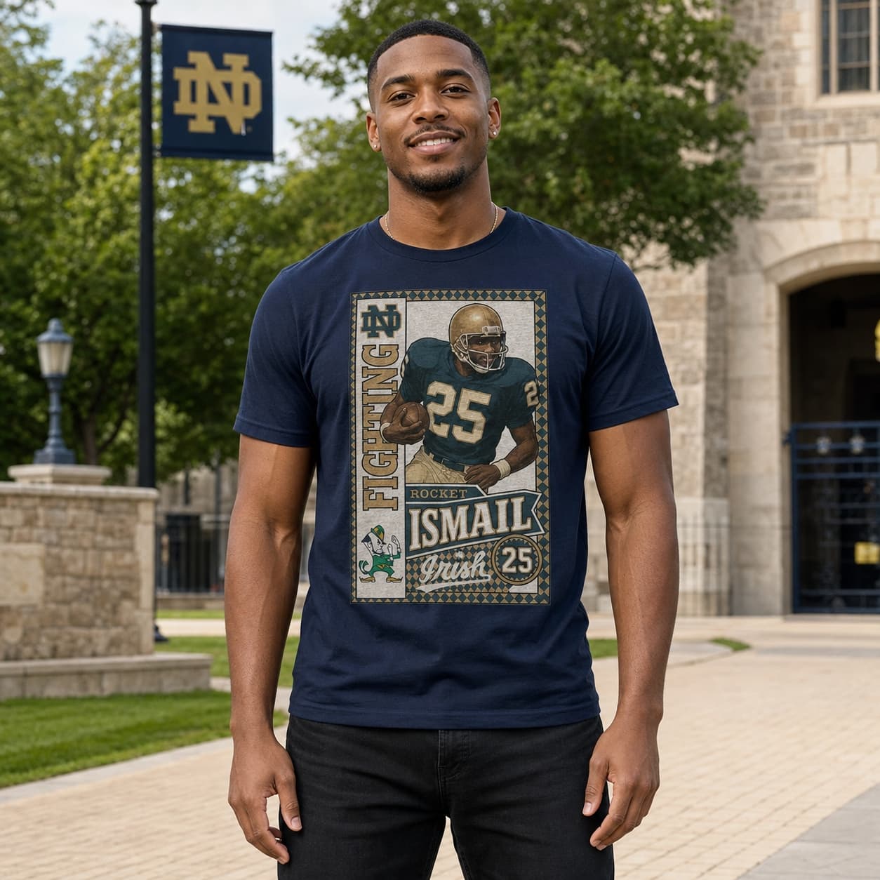 Notre Dame Fighting Irish Rocket Ismail Exclusive Vintage Football 1988 Artwork Shirt