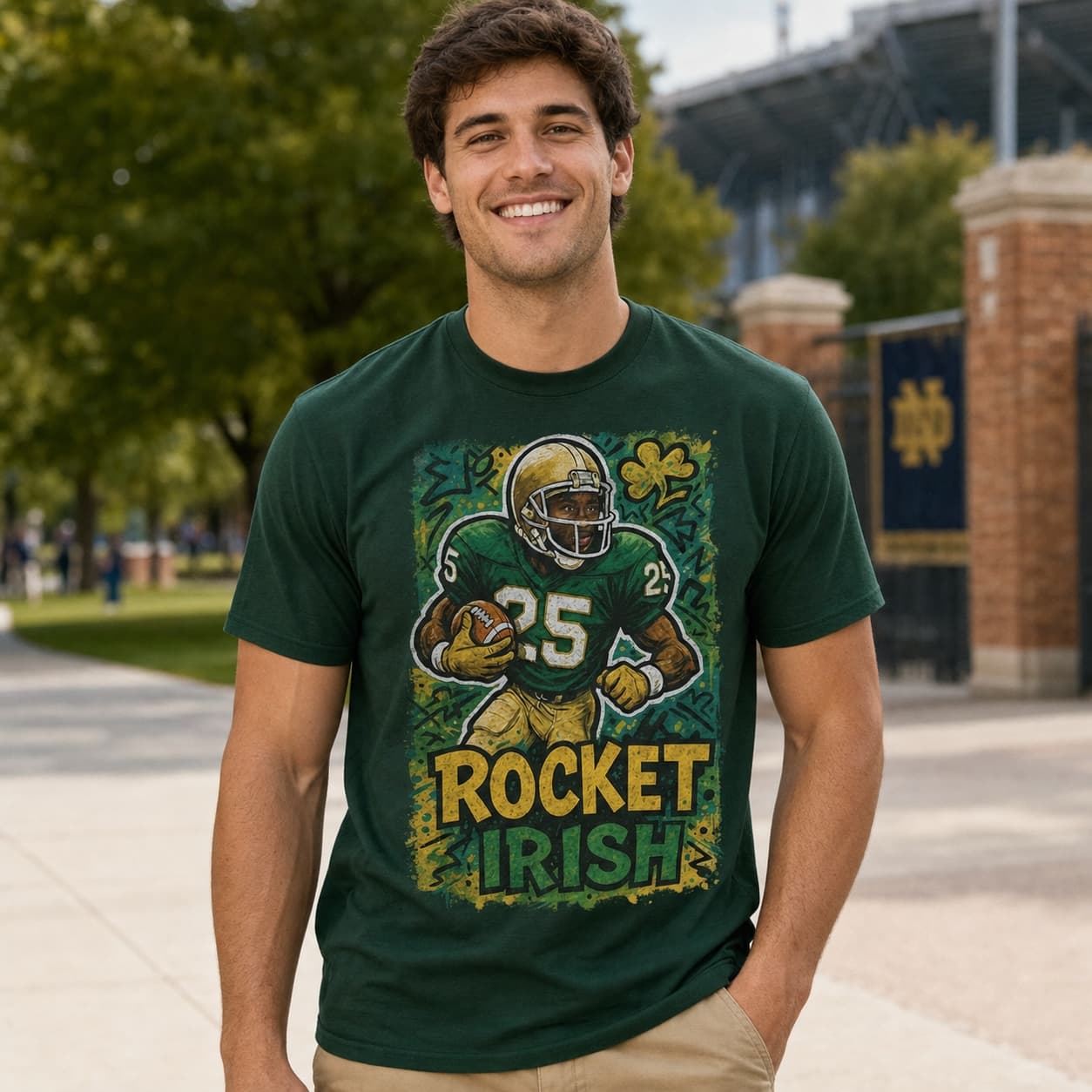 Notre Dame Fighting Irish Rocket Raghib Ismail Exclusive Caricature Football Artwork Shirt