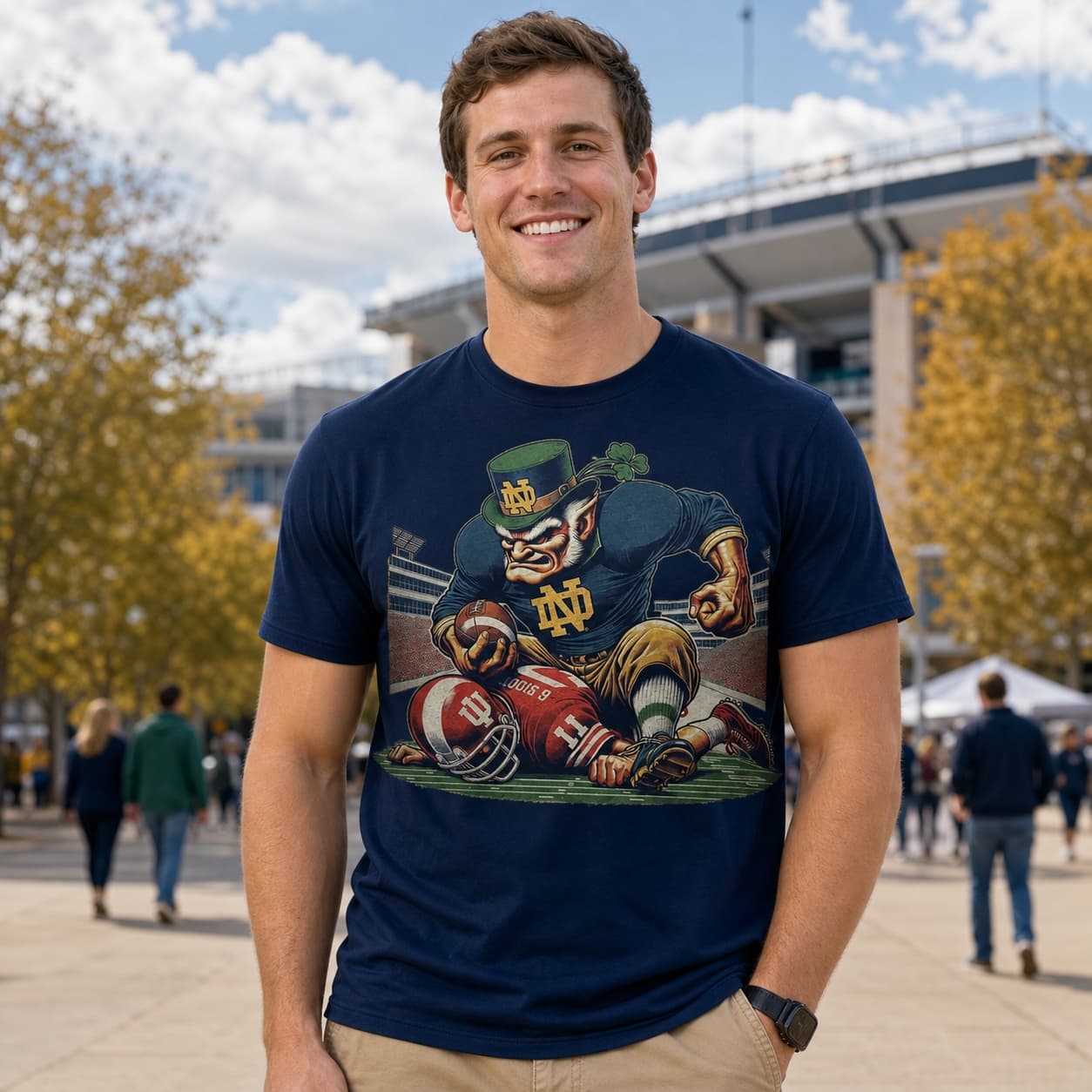 Notre Dame Fighting Irish vs. Indiana Hoosiers Exclusive Retro Rivalries Playoff Football Artwork Style 7