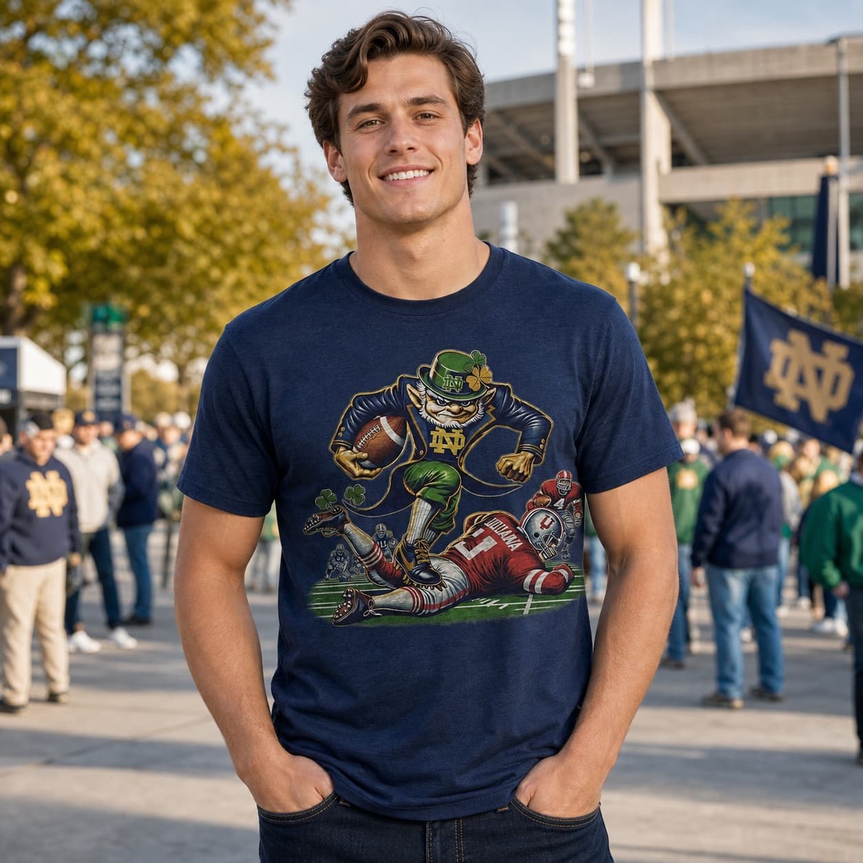 Notre Dame Fighting Irish vs. Indiana Hoosiers Exclusive Retro Rivalries Playoff Football Artwork Style 8