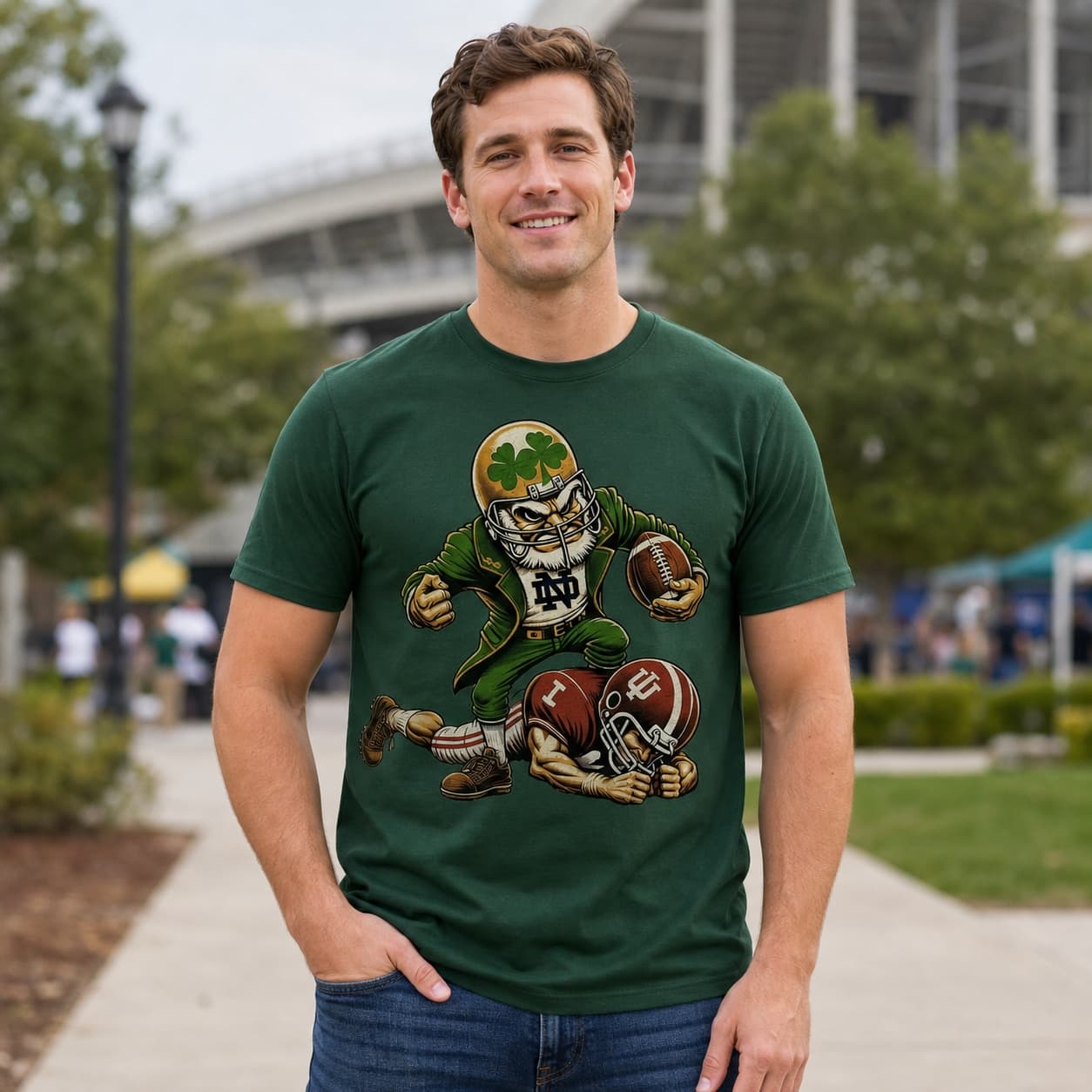 Notre Dame Fighting Irish vs. Indiana Hoosiers Exclusive Retro Rivalries Playoff Football Artwork Style 9