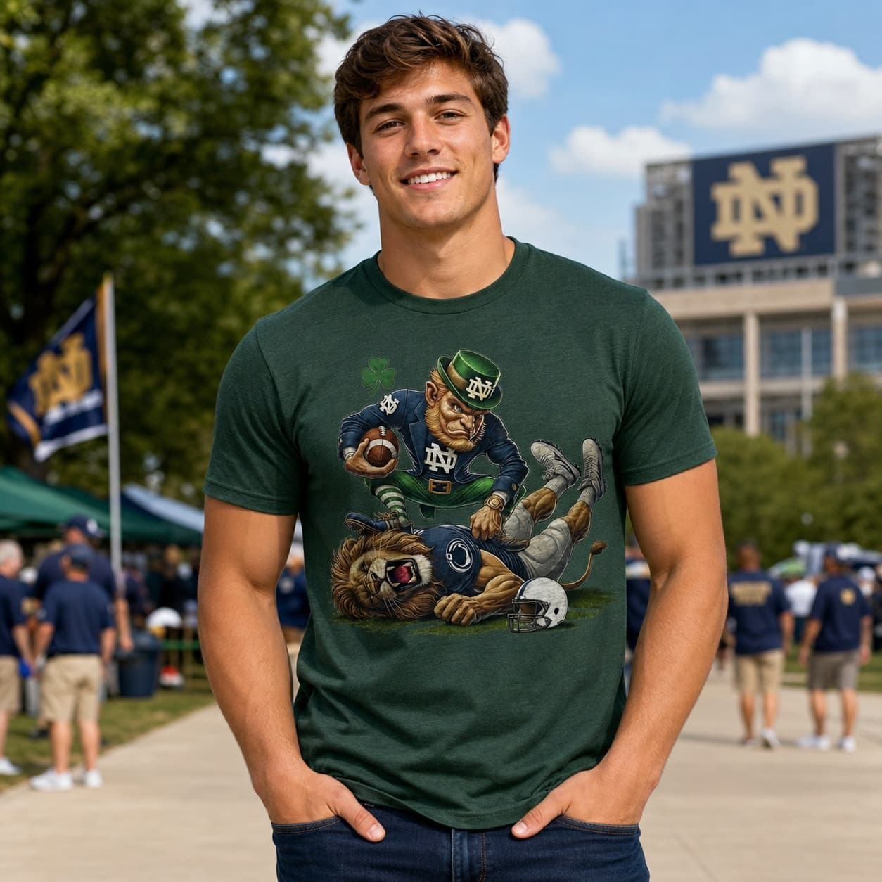 Notre Dame Fighting Irish vs. Lions Exclusive Retro Rivalries Playoff Football KO Artwork Shirt