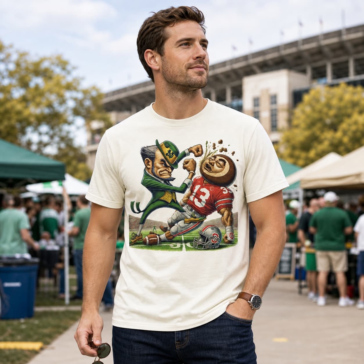 Notre Dame Fighting Irish vs. Ohio State Buckeyes Exclusive Retro Rivalries Playoff Football KO Artwork Shirt