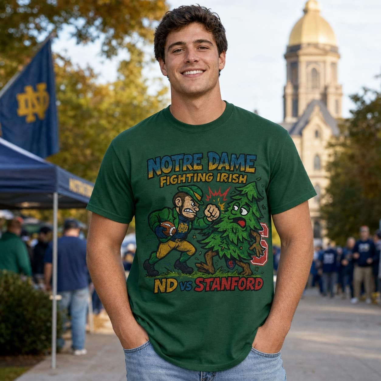 Notre Dame Fighting Irish vs. Stanford Cardinal Retro Rivals Football Artwork Shirt