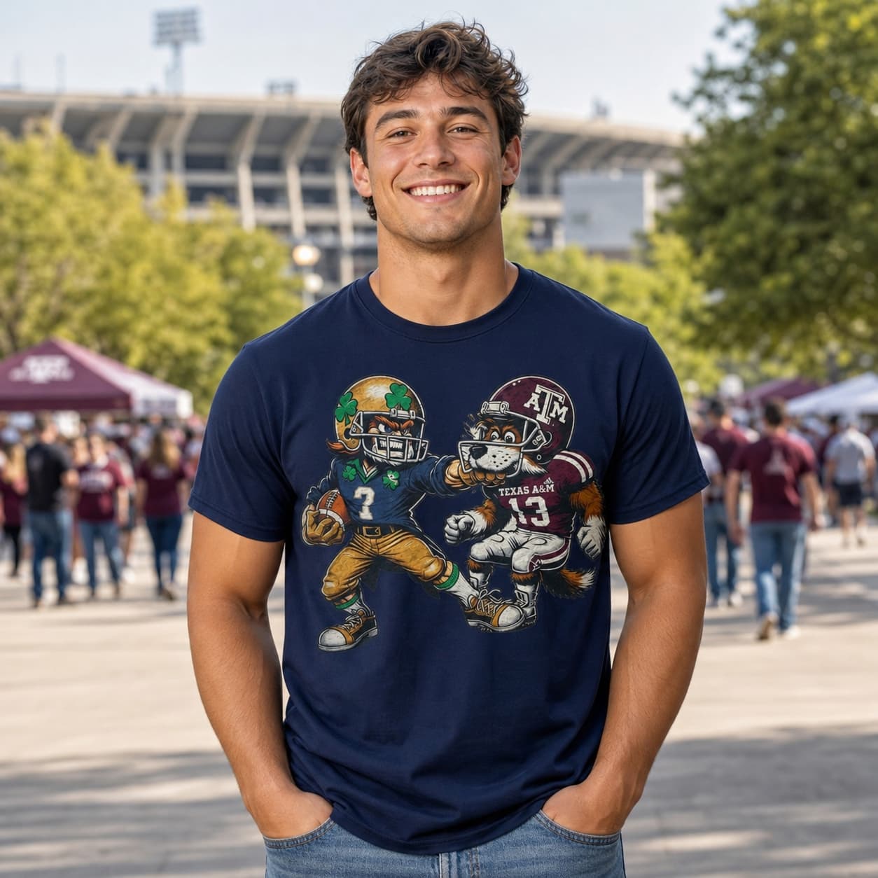 Notre Dame Fighting Irish vs. Texas A&M Aggies Retro Rivalry Football 1995 Artwork Shirt