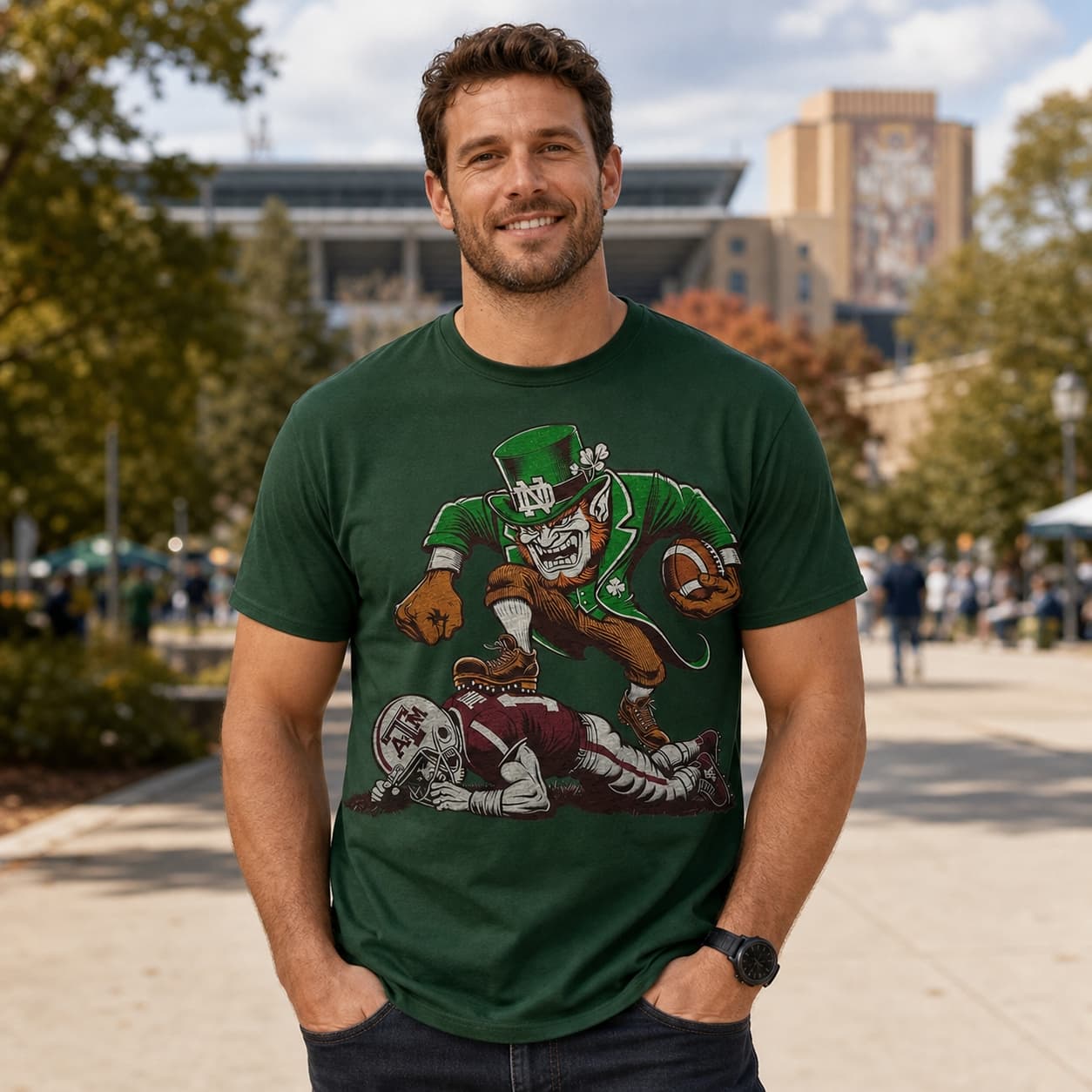 Notre Dame Fighting Irish vs. Texas A&M Aggies Retro Rivalry Football 2001 Artwork Shirt