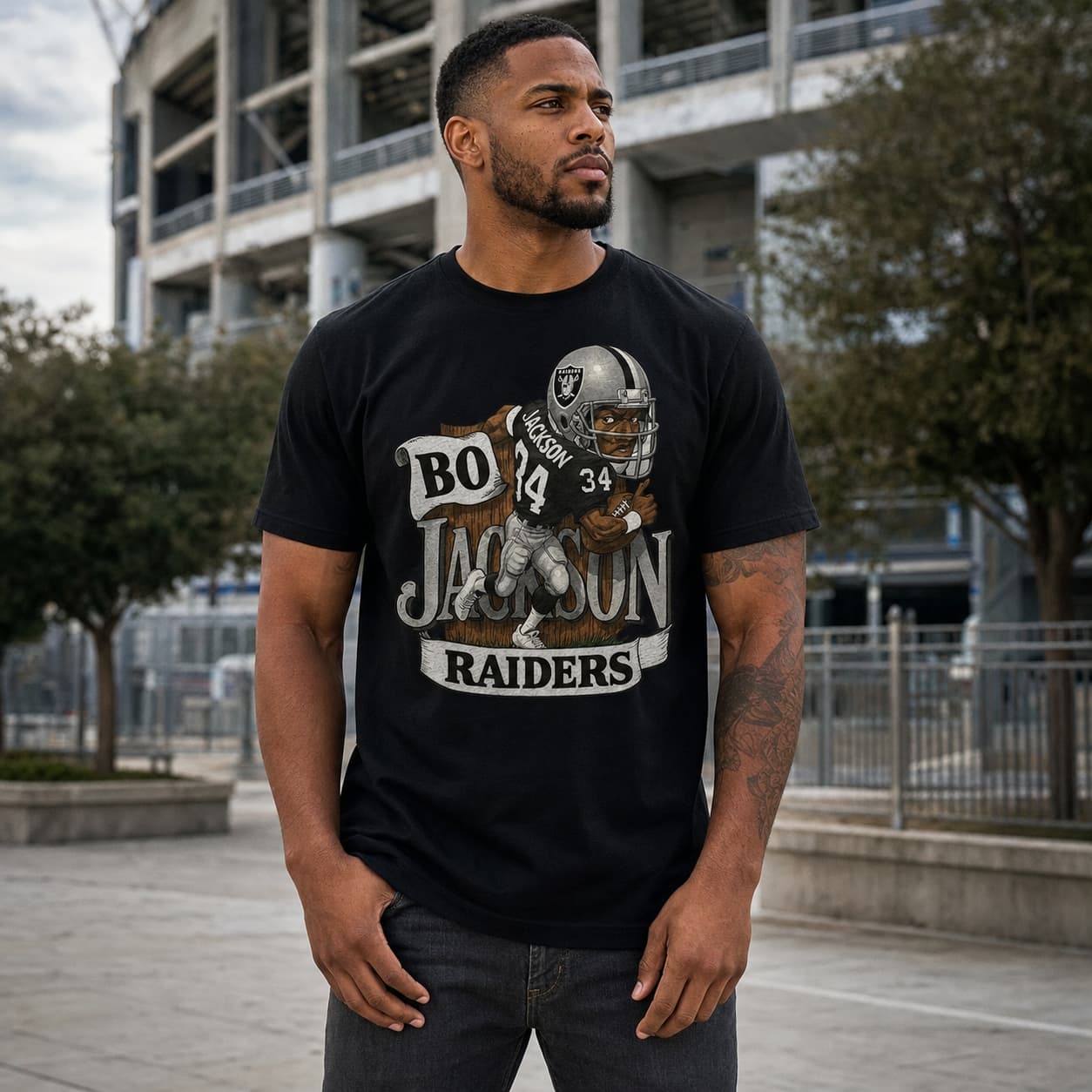 Oakland Raiders Bo Jackson Retro Football 1988 Artwork Shirt