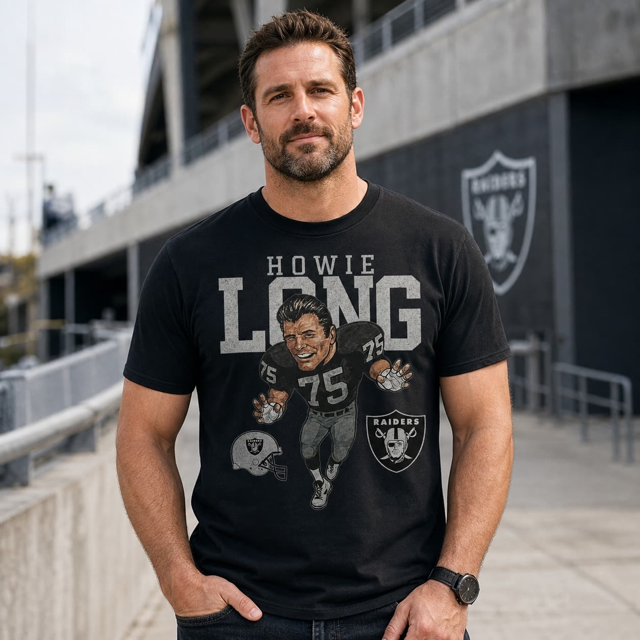 Oakland Raiders Howie Long Exclusive Retro Football 1985 Artwork Shirt