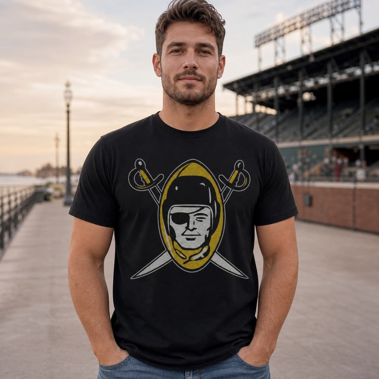 Oakland Raiders Retro Football 1960 Artwork Heather T-Shirt