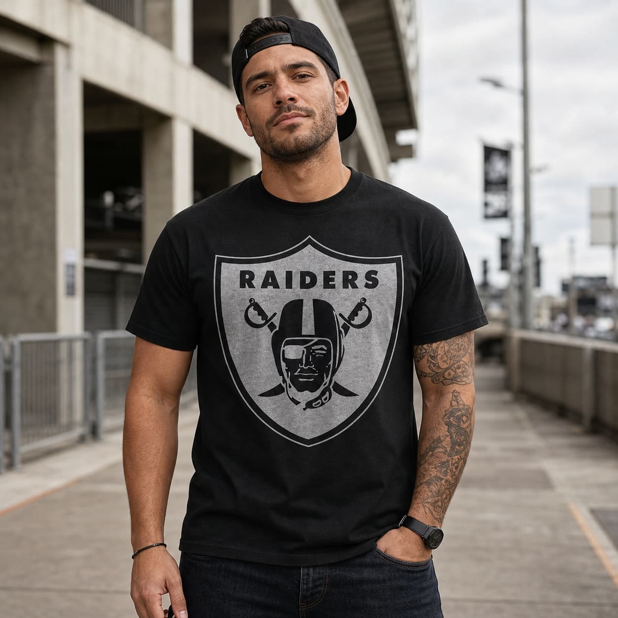 Oakland Raiders Retro Football 1982 Artwork Heather T-Shirt