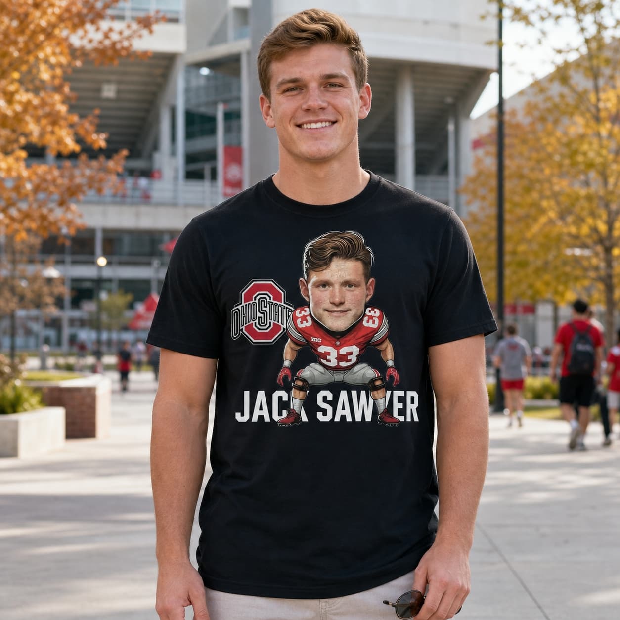 Ohio State Buckeyes Captain Jack Sawyer Exclusive Retro Football Artwork Shirt