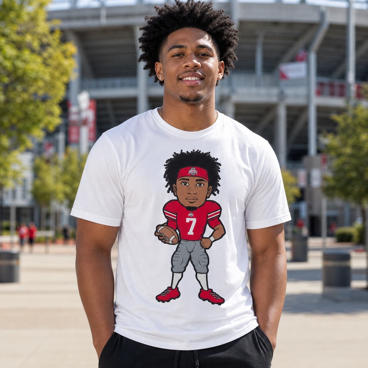 Ohio State Buckeyes CJ Stroud Exclusive Retro Football Artwork Shirt