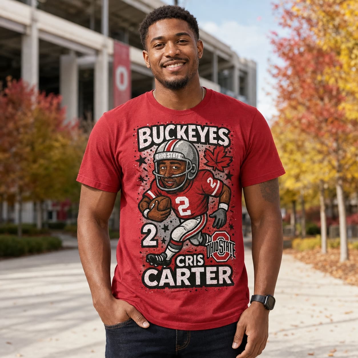 Ohio State Buckeyes Cris Carter Retro Football Graffiti Artwork Shirt