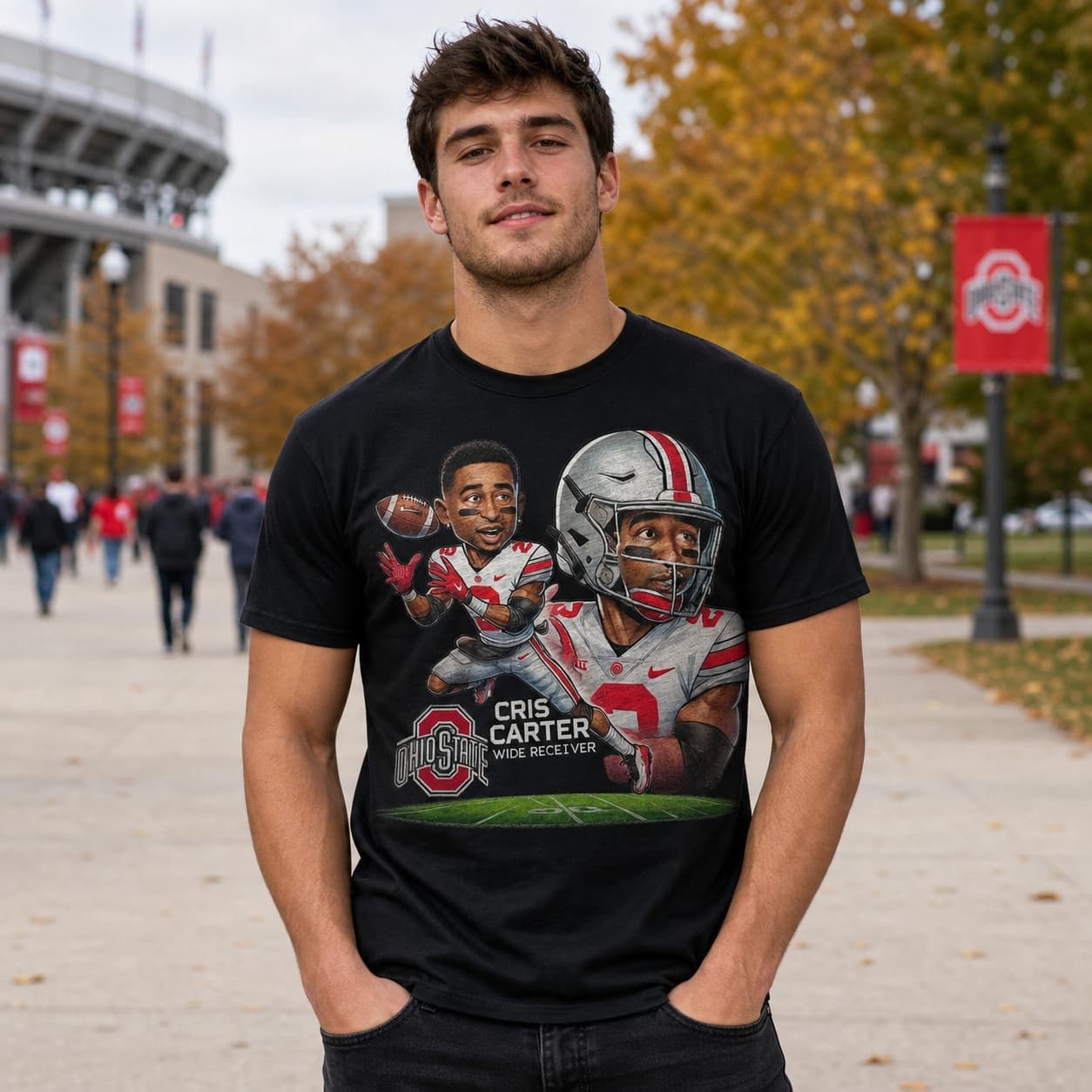 Ohio State Buckeyes Cris Carter WR Exclusive Retro Football 1985 Artwork Shirt