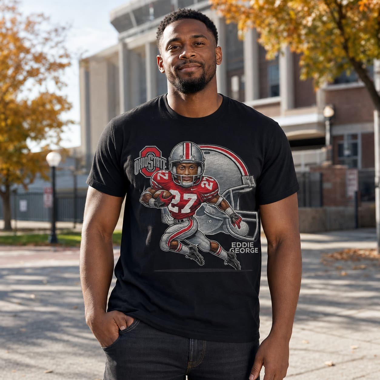 Ohio State Buckeyes Eddie George Exclusive Retro Football 1995 Artwork Shirt