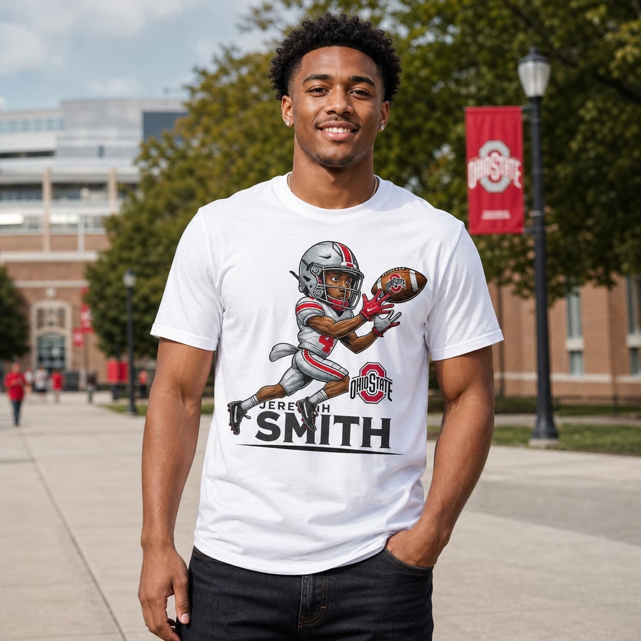 Ohio State Buckeyes Exclusive Jeremiah Smith WR Retro Football Artwork Shirt