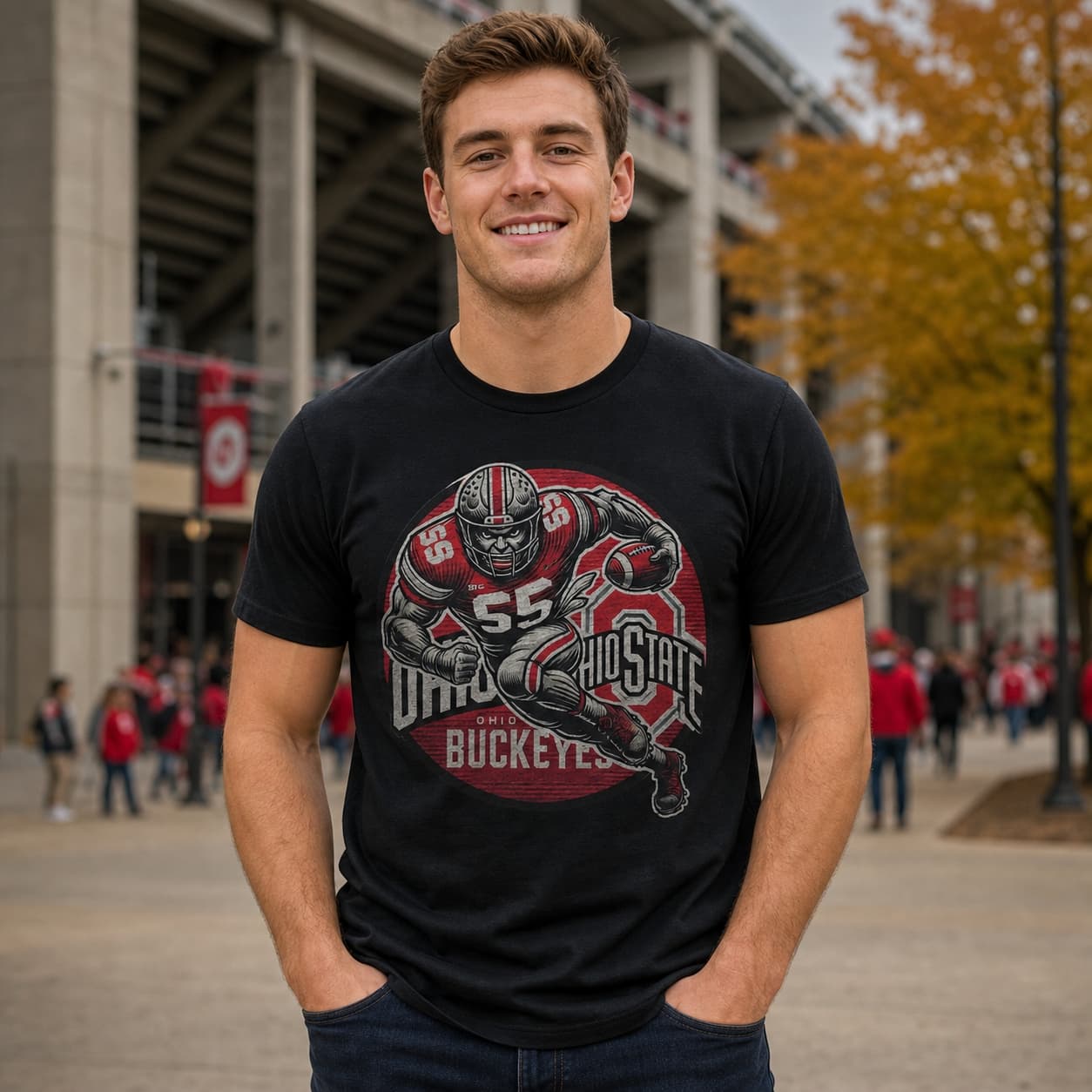 Ohio State Buckeyes Exclusive Retro Football Circle Artwork Shirt