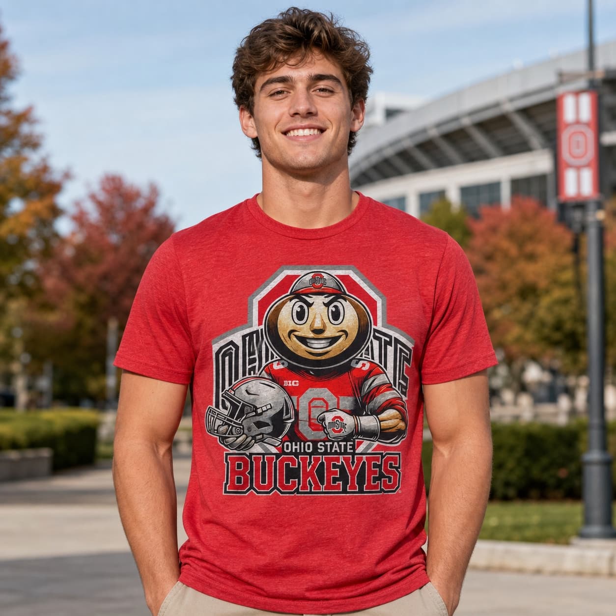 Ohio State Buckeyes Exclusive Retro Football Helmet Artwork Shirt
