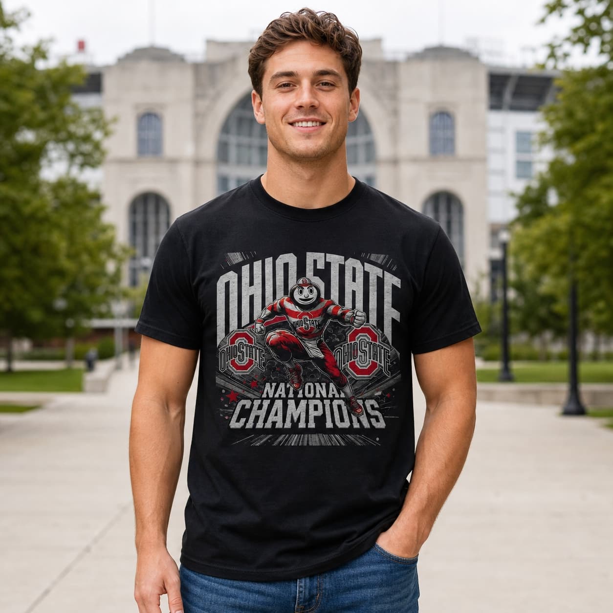 Ohio State Buckeyes Exclusive Retro Football National Champions Artwork Shirt