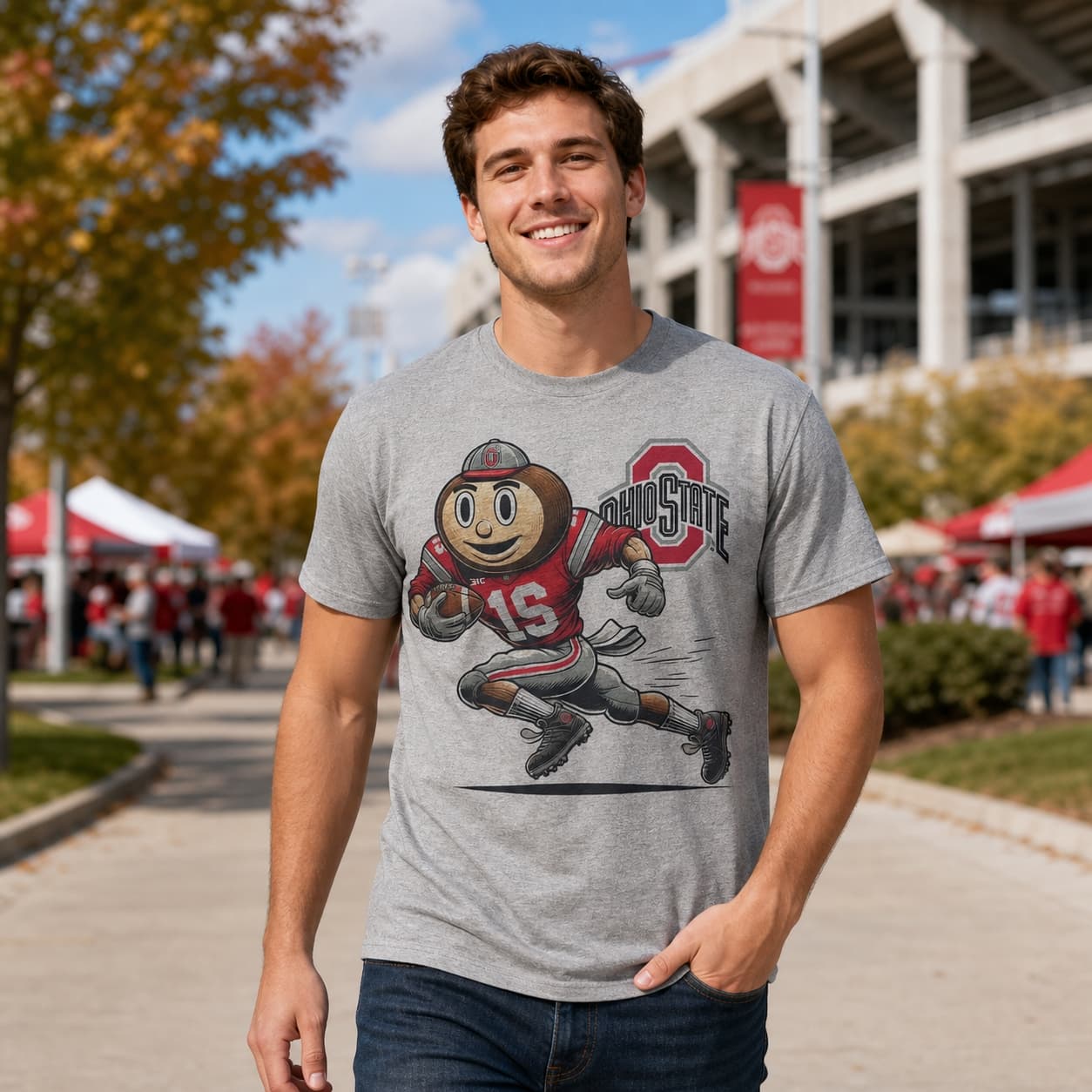 Ohio State Buckeyes Exclusive Retro Football TD Brutus Artwork Shirt