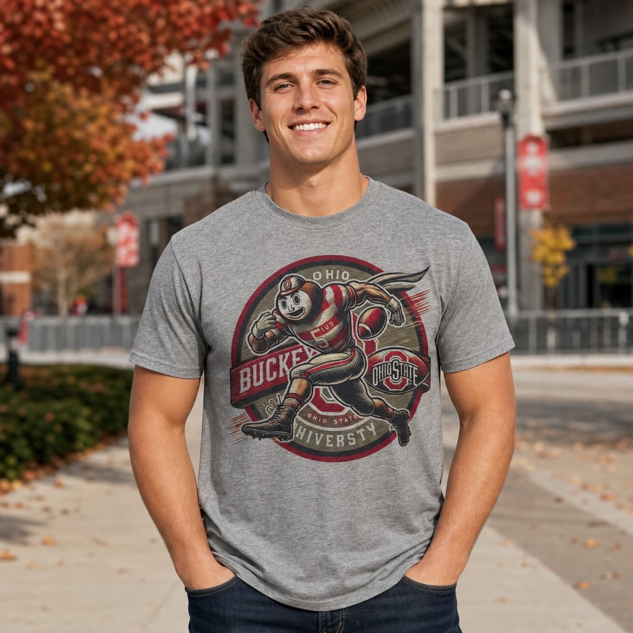 Ohio State Buckeyes Exclusive Retro Football Throwback Artwork Shirt