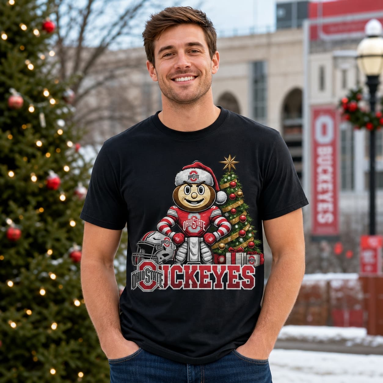 Ohio State Buckeyes Holiday Exclusive Retro Football Artwork Shirt