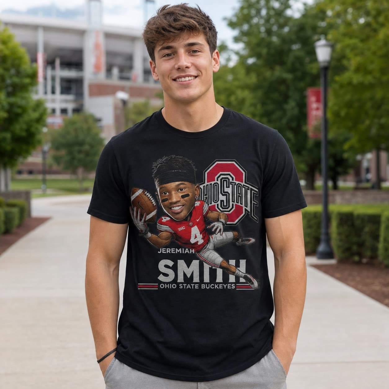 Ohio State Buckeyes Jeremiah Smith #4 WR Exclusive Retro Football Artwork Shirt