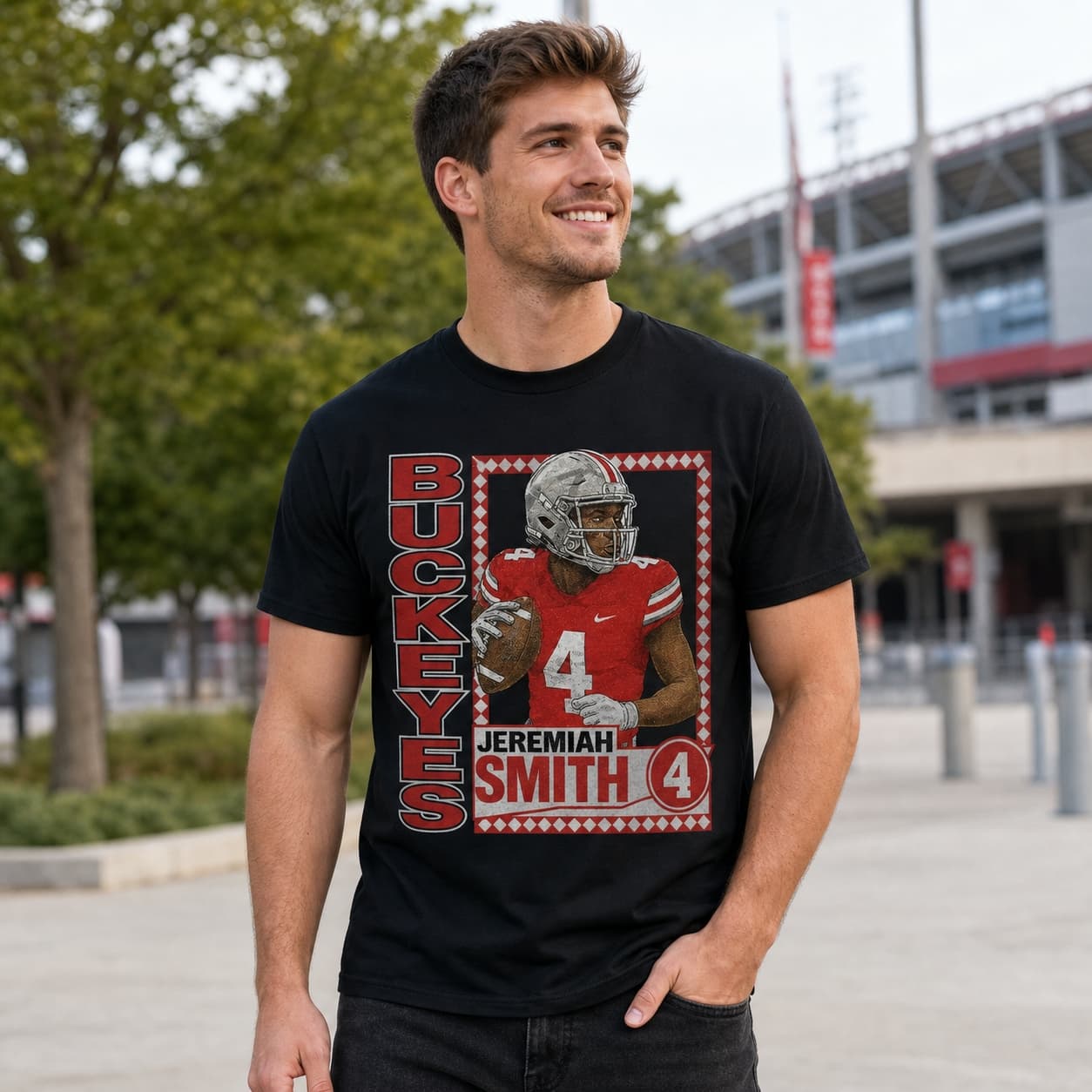 Ohio State Buckeyes Jeremiah Smith Exclusive Retro Football Card Artwork Shirt