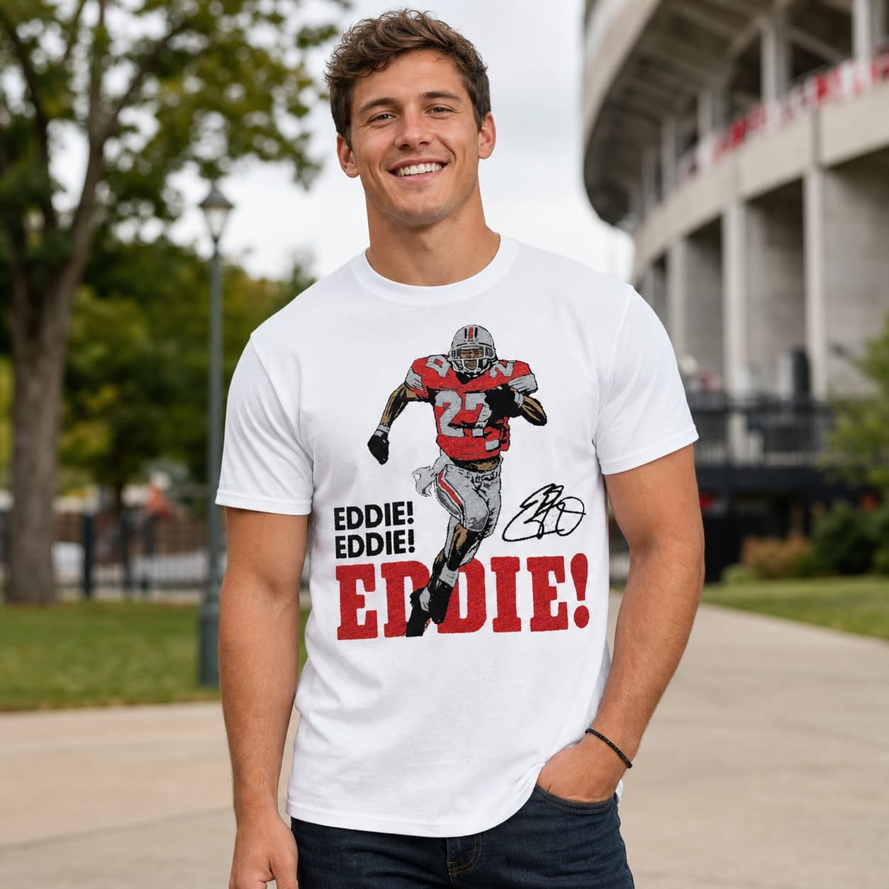 Ohio State Buckeyes Retro Eddie George Football 1993 Artwork Shirt