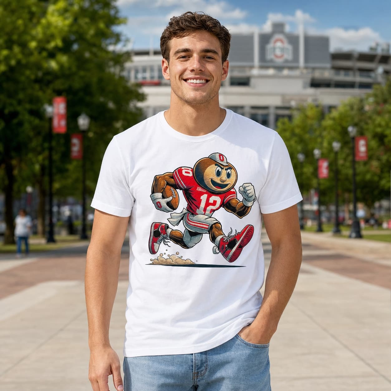 Ohio State Buckeyes Retro Football Mascot Artwork Shirt