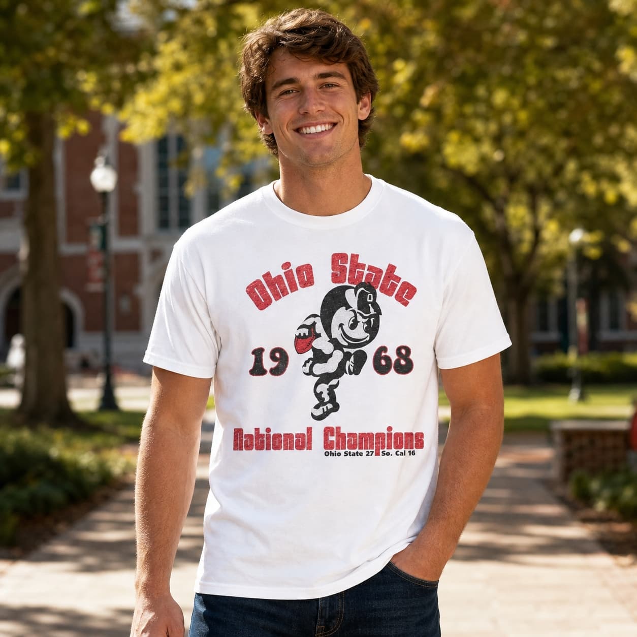 Ohio State Buckeyes Retro Football National Champions 1968 Artwork Shirt