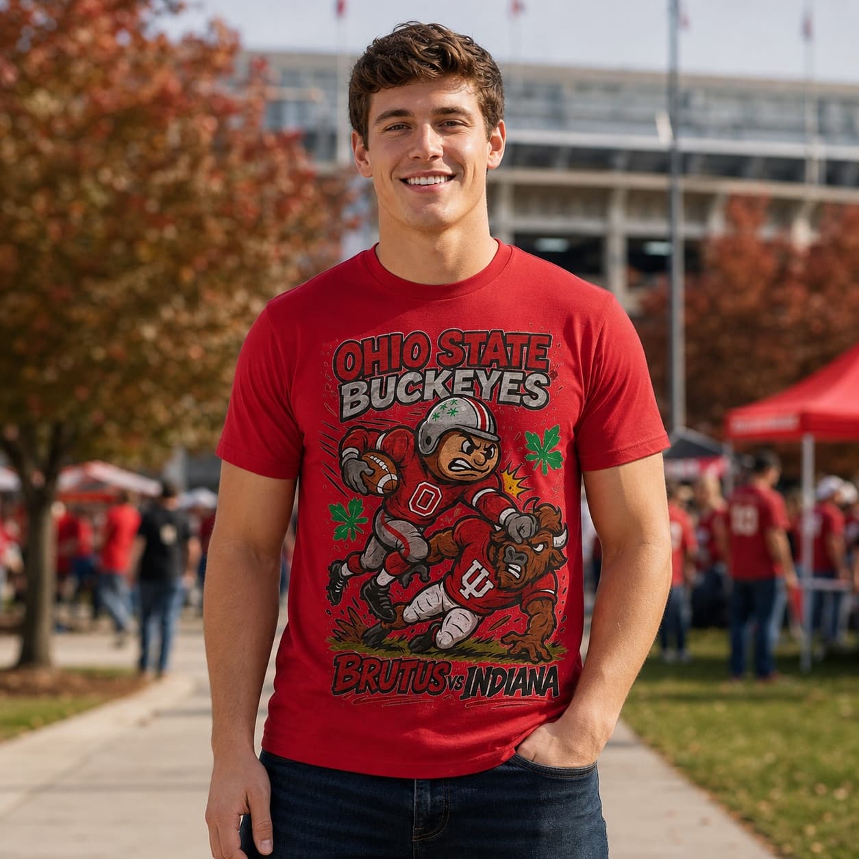 Ohio State Buckeyes vs. Indiana Hoosiers Retro Rivals Football Artwork Shirt