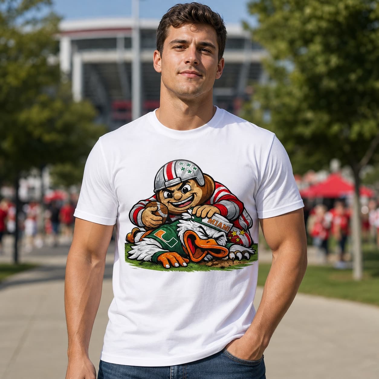 Ohio State Buckeyes vs. Miami Hurricanes Playoffs Retro Rivalries Football Artwork Shirt