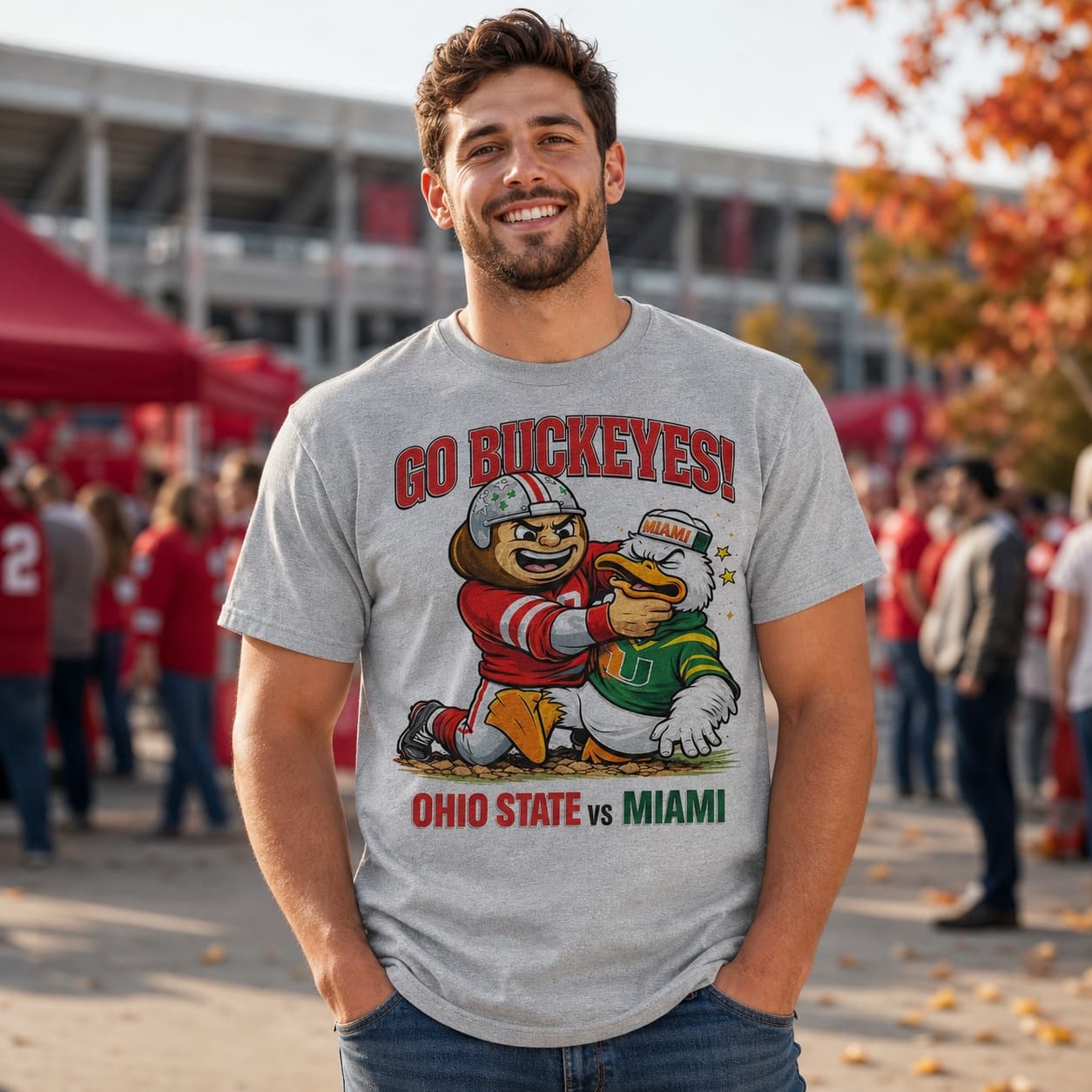 Ohio State Buckeyes vs. Miami Hurricanes Retro Rivals Football Choke Artwork Shirt