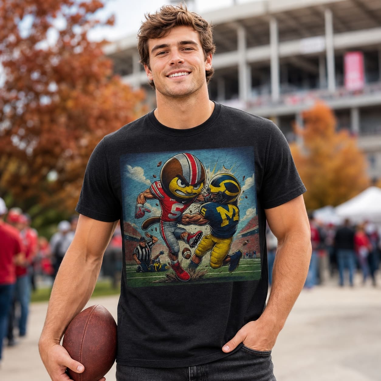Ohio State Buckeyes vs. Michigan Wolverines Exclusive Retro Rivalries Football 1989 Artwork Shirt