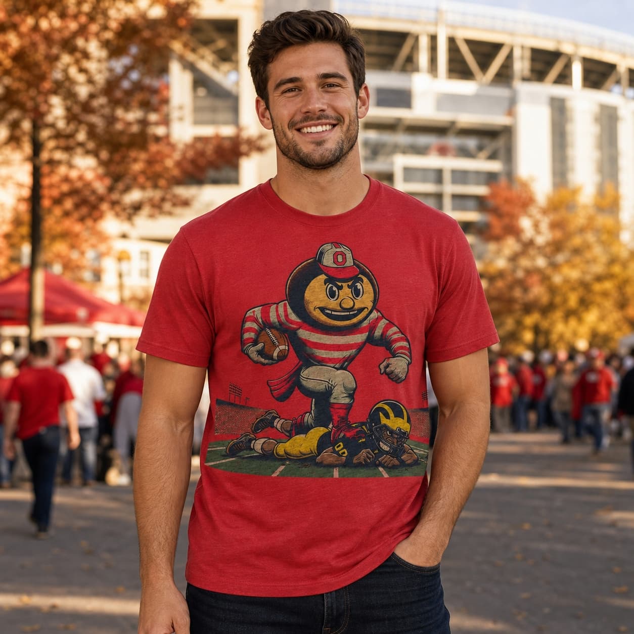 Ohio State Buckeyes vs. Michigan Wolverines Retro Rivalry Football 2002 Artwork Shirt