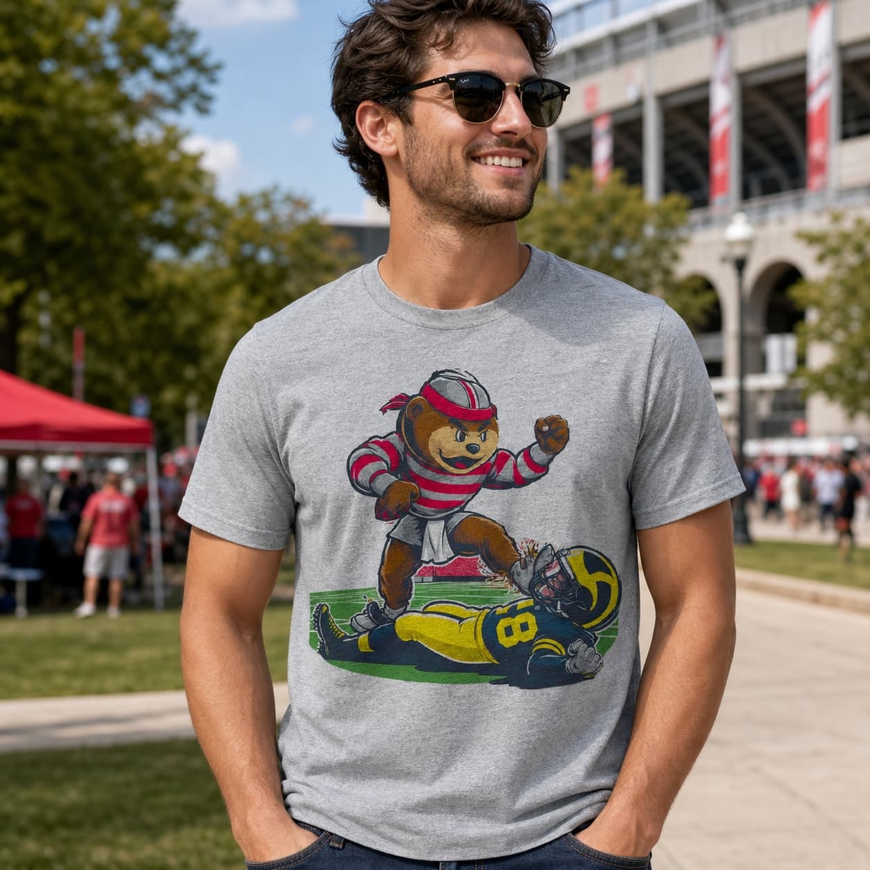 Ohio State Buckeyes vs. Michigan Wolverines Retro Rivalry Football Mascot 1985 Artwork Shirt
