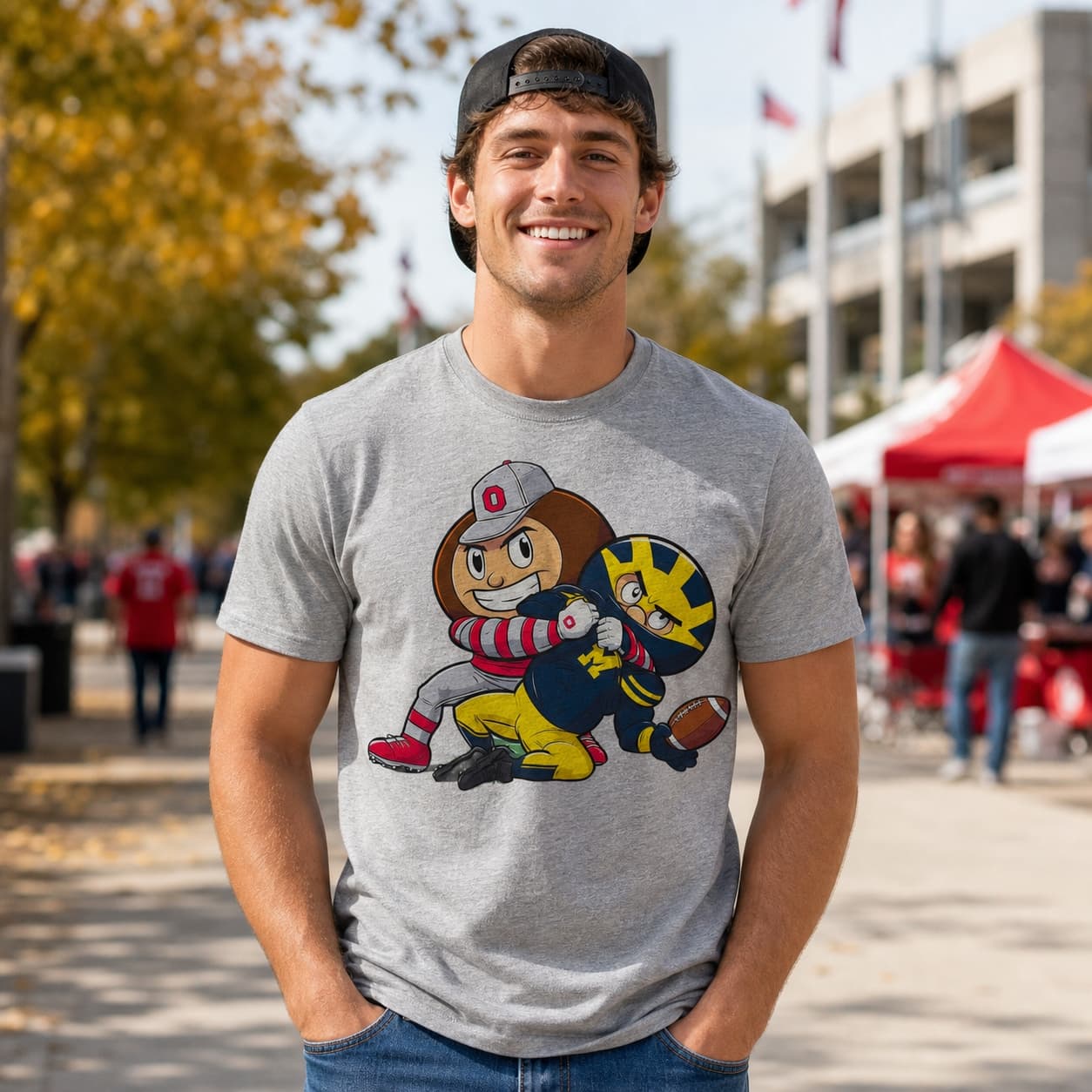 Ohio State Buckeyes vs. Michigan Wolverines Retro Rivalry Football Mascot 1988 Artwork Shirt