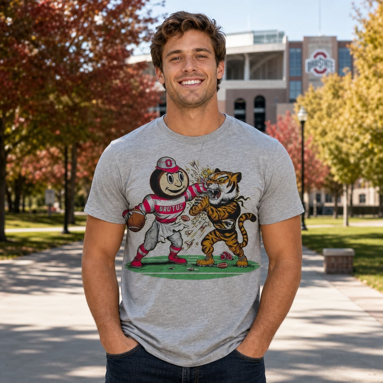 Ohio State Buckeyes vs. Missouri Tigers Retro Rivalry Football Mascot 1984 Artwork Shirt