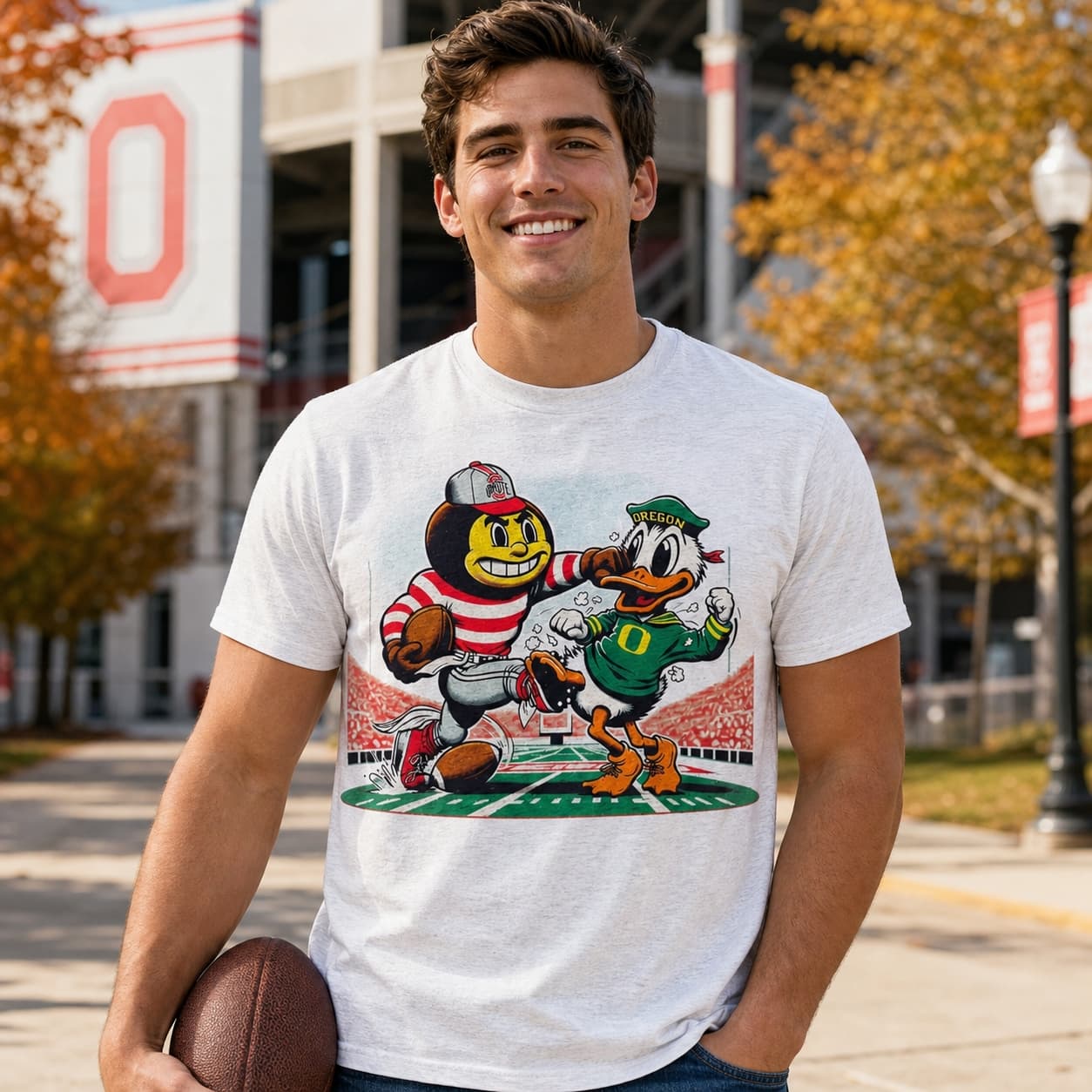 Ohio State Buckeyes vs. Oregon Ducks Retro Rivalries Football Artwork Shirt