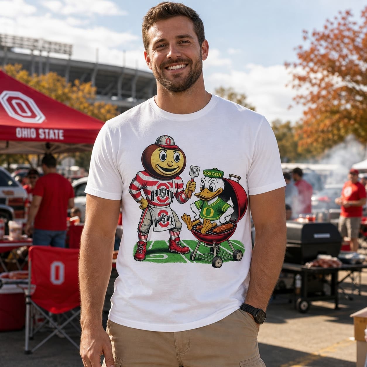 Ohio State Buckeyes vs. Oregon Ducks Retro Rivals Football Artwork Shirt