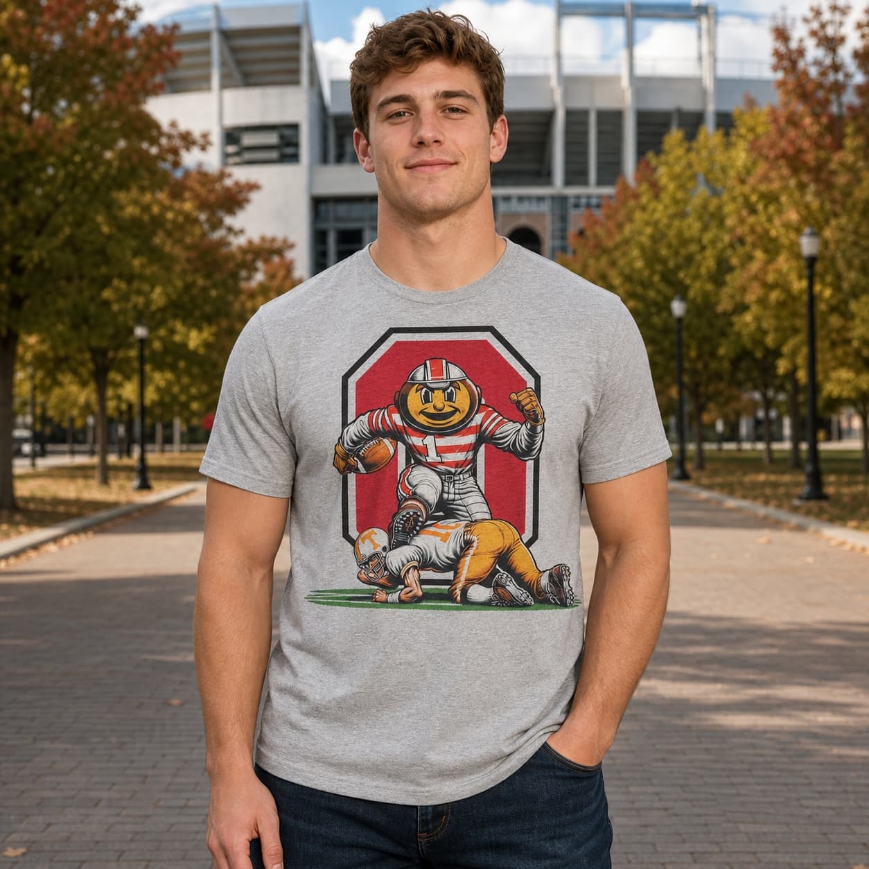 Ohio State Buckeyes vs. Tennessee Volunteers Exclusive Retro Rivalries Playoff Football Artwork Style 5