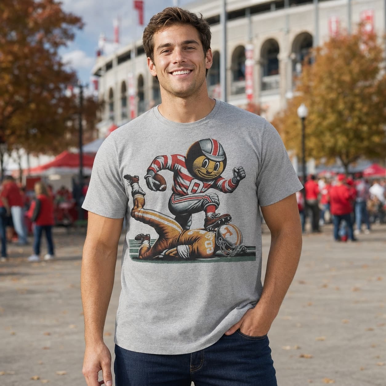 Ohio State Buckeyes vs. Tennessee Volunteers Exclusive Retro Rivalries Playoff Football Artwork Style 6