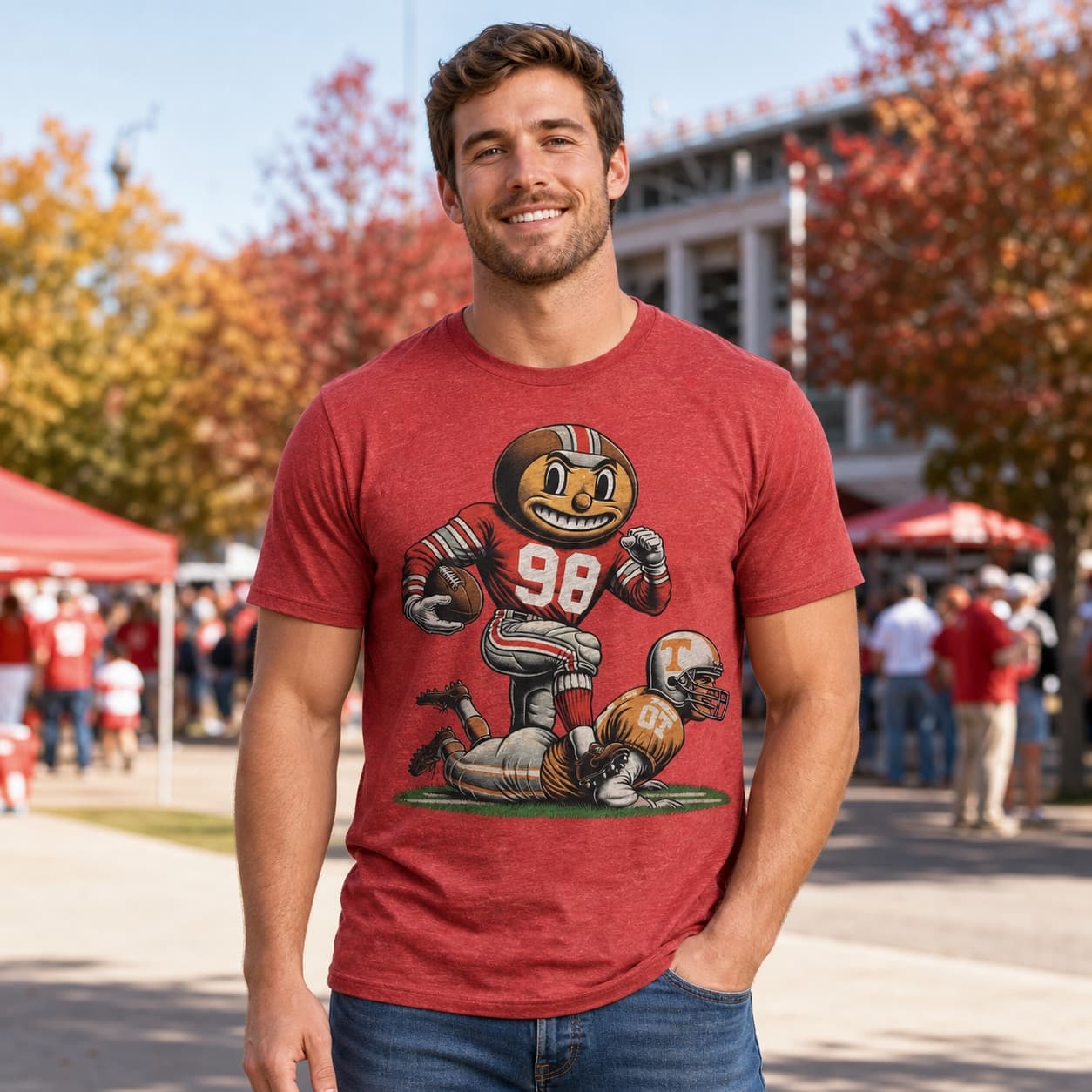 Ohio State Buckeyes vs. Tennessee Volunteers Exclusive Retro Rivalries Playoff Football Artwork Tee