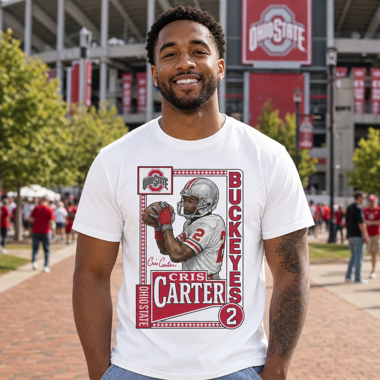 Ohio State Cris Carter Exclusive Retro Football 1986 Artwork Shirt