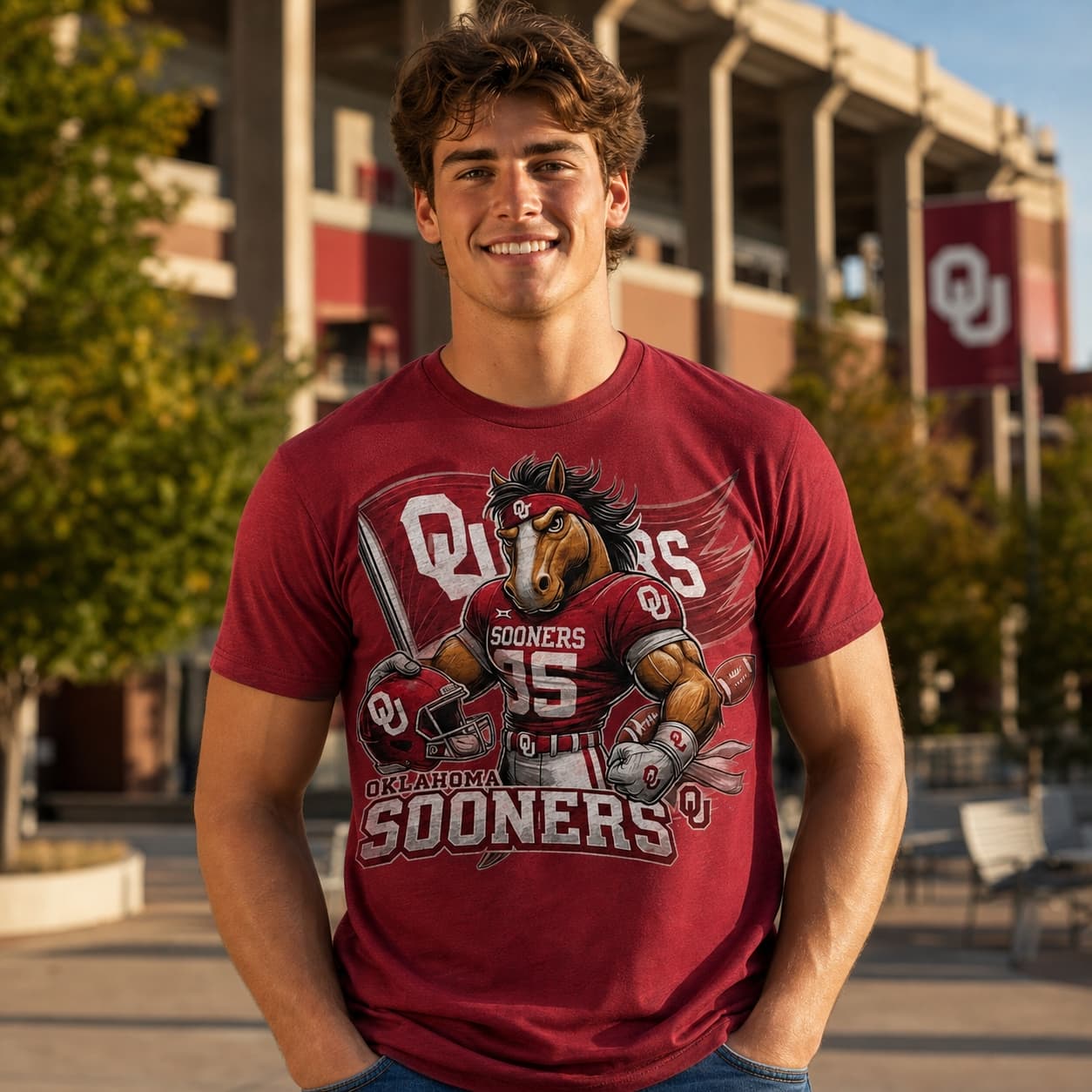 Oklahoma Sooners Exclusive Retro Football Flag Artwork Shirt