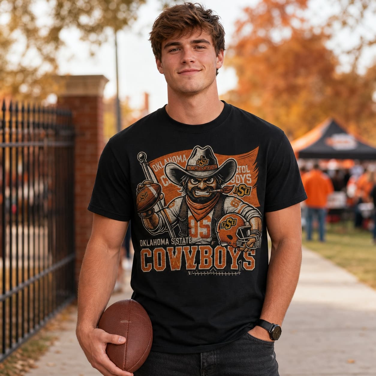Oklahoma State Cowboys Exclusive Retro Football Flag Artwork Shirt