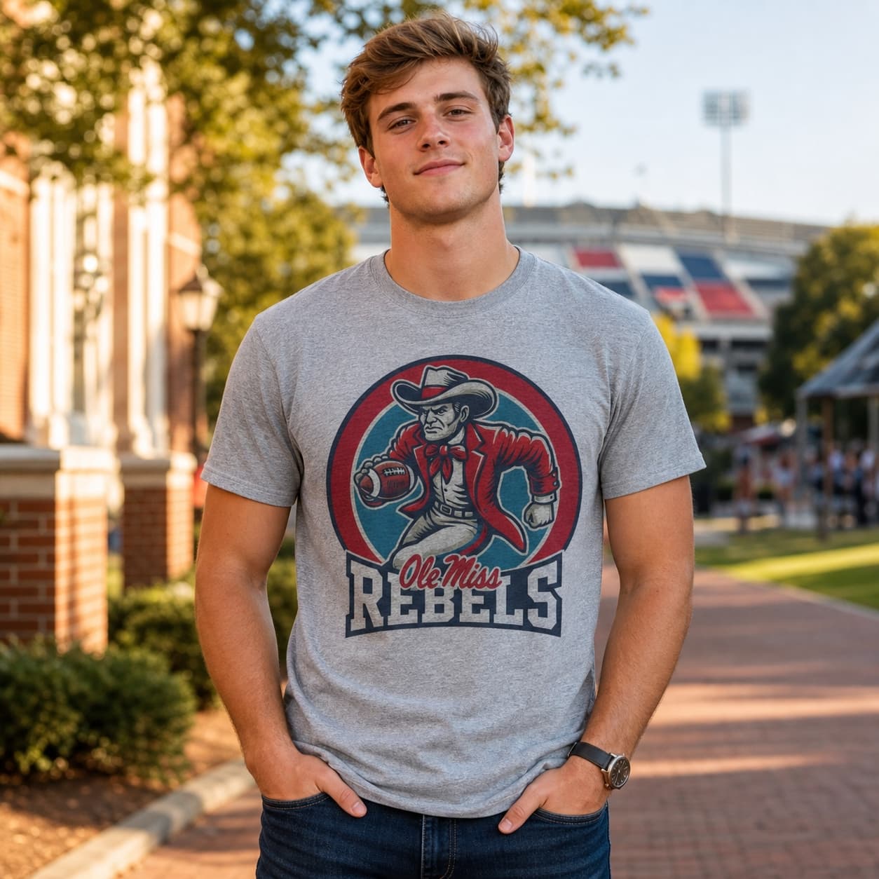 Ole Miss Rebels Exclusive Retro Football Circle Artwork Shirt