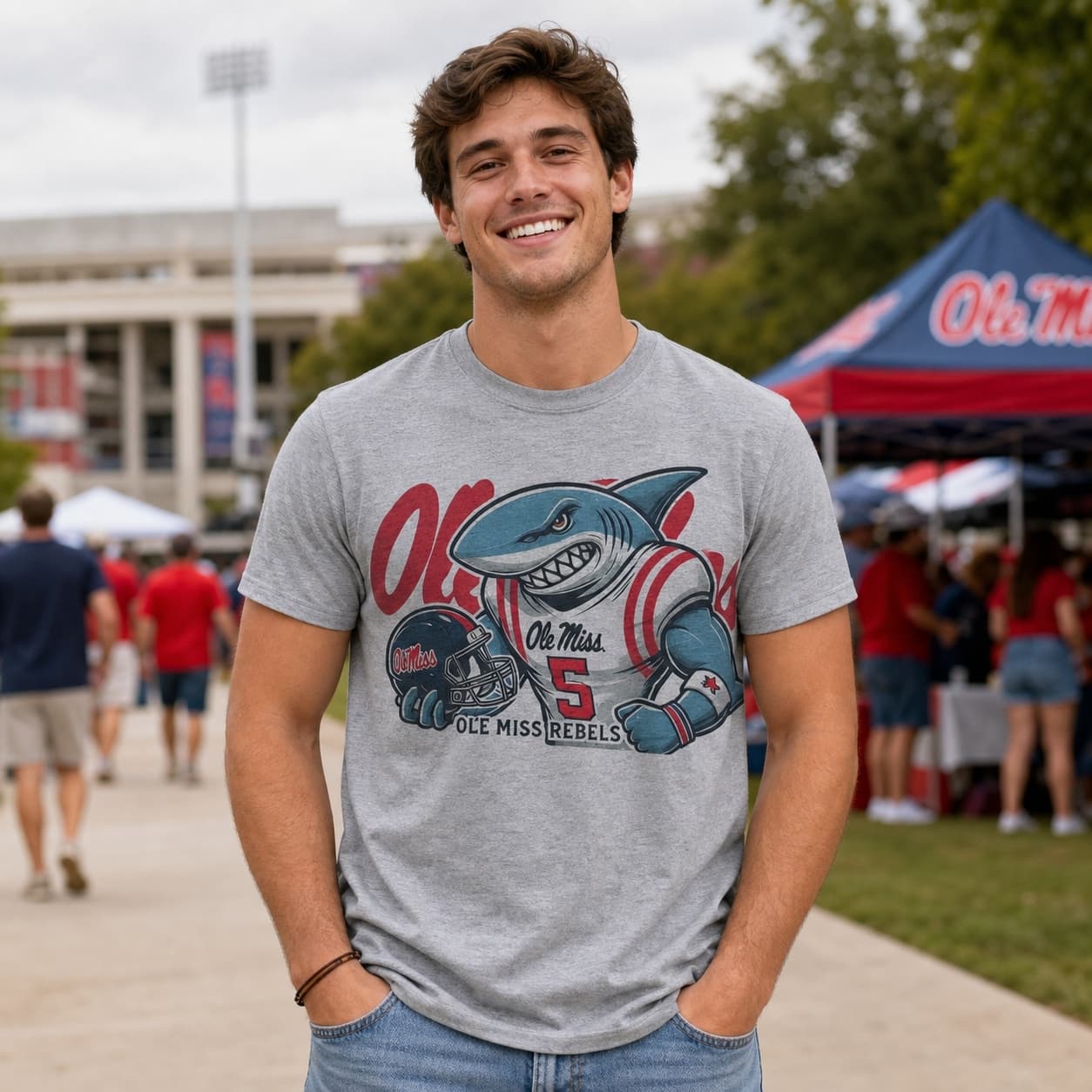 Ole Miss Rebels Exclusive Retro Football Helmet Artwork Shirt